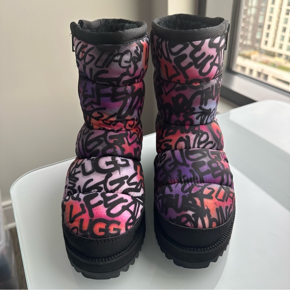 Ugg Ridge Graffiti Pop platform wedge boots size 7 - Picture 2 of 7